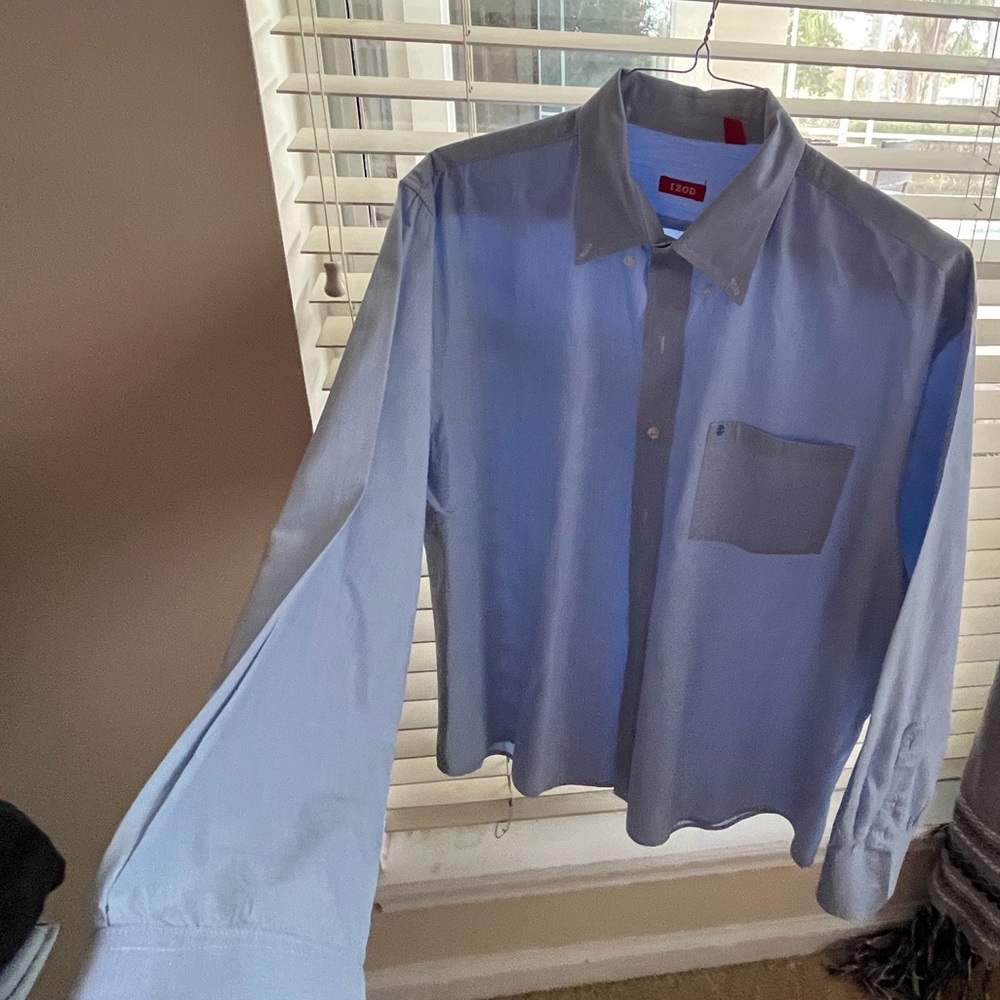 Izod, blue, button down collar, dress shirt